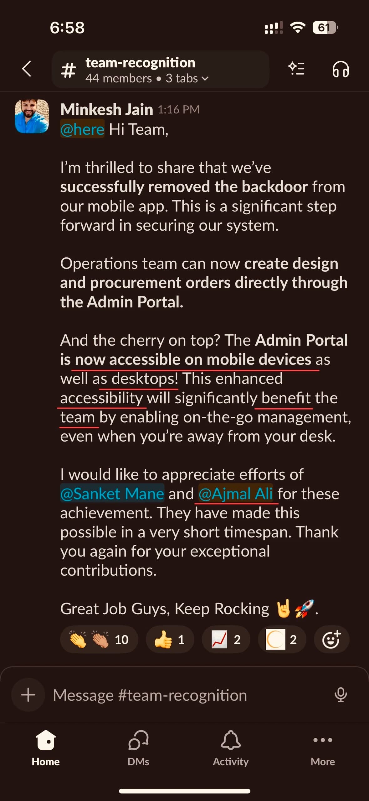 "Great attention to detail and code quality."