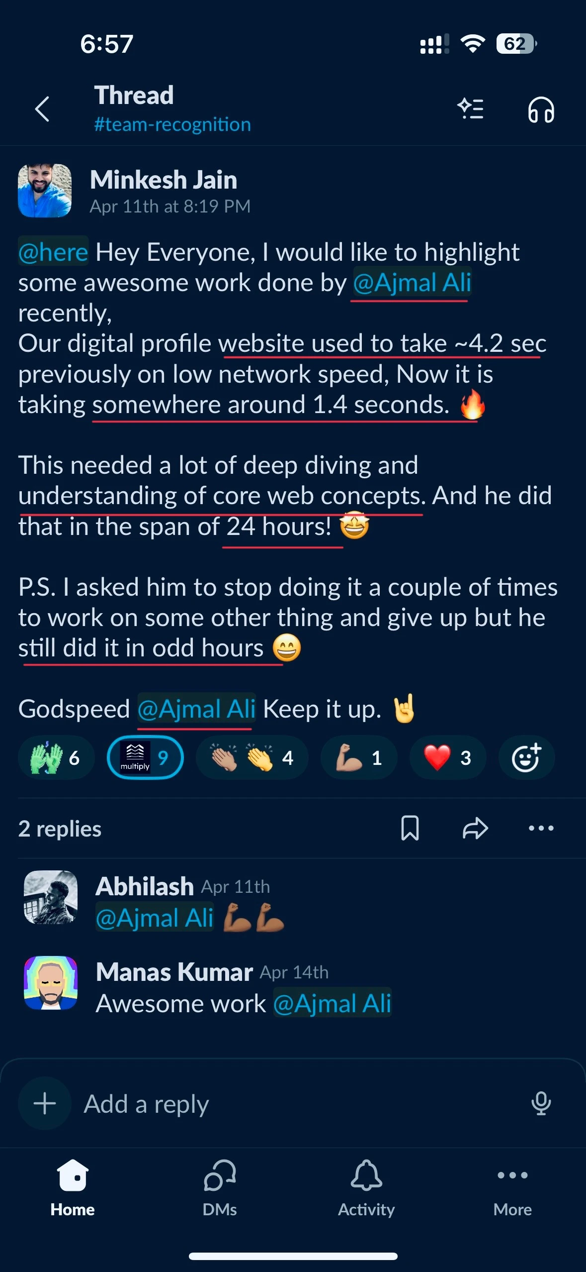"Ajmal has deep understanding of core web concepts."